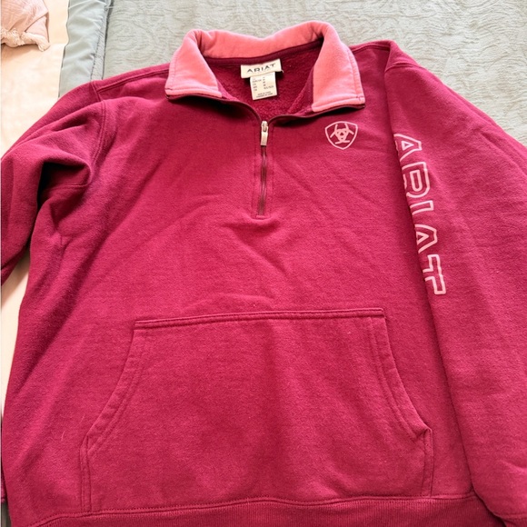 Ariat Women's Raspberry and Pink Half-Zip Fleece Pullover - Picture 2 of 3